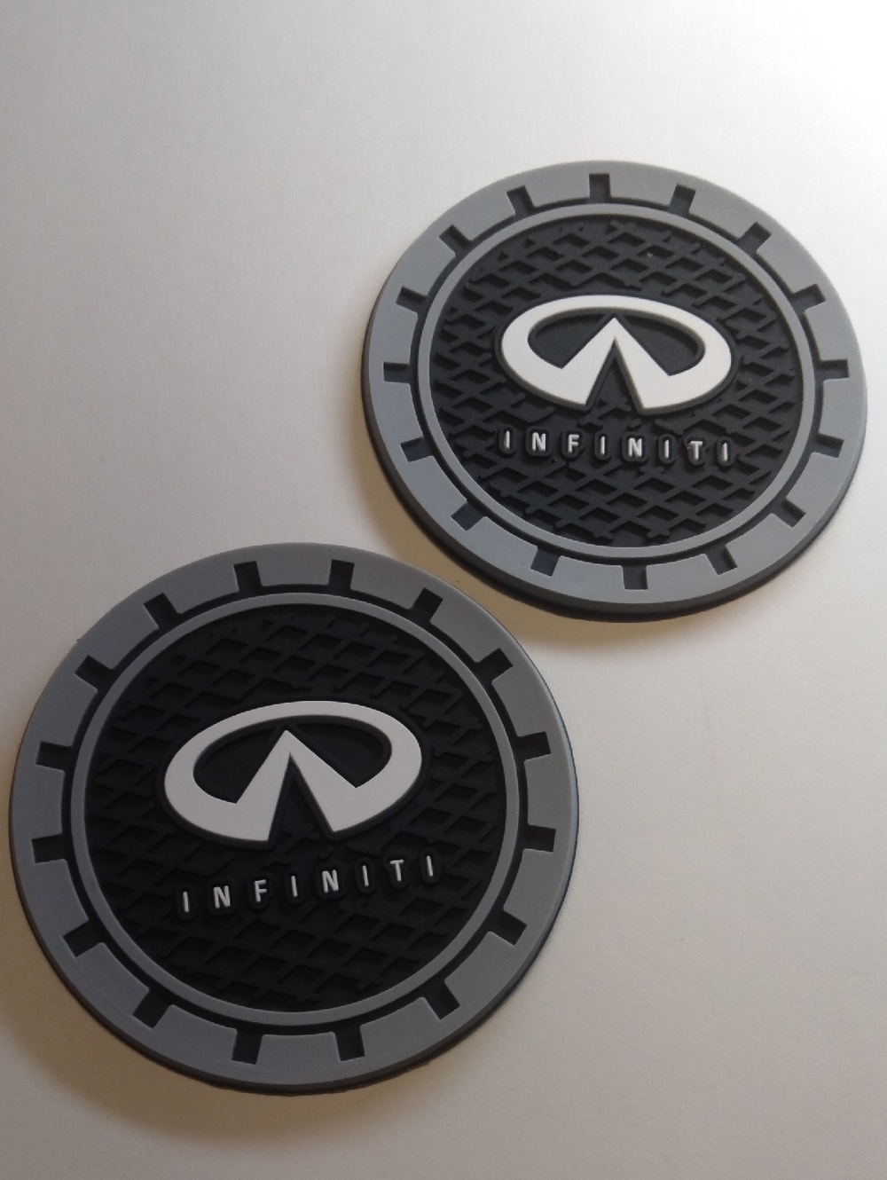 Infinity Car Cup Coasters ( Black and Gray). Set of 2 NWT